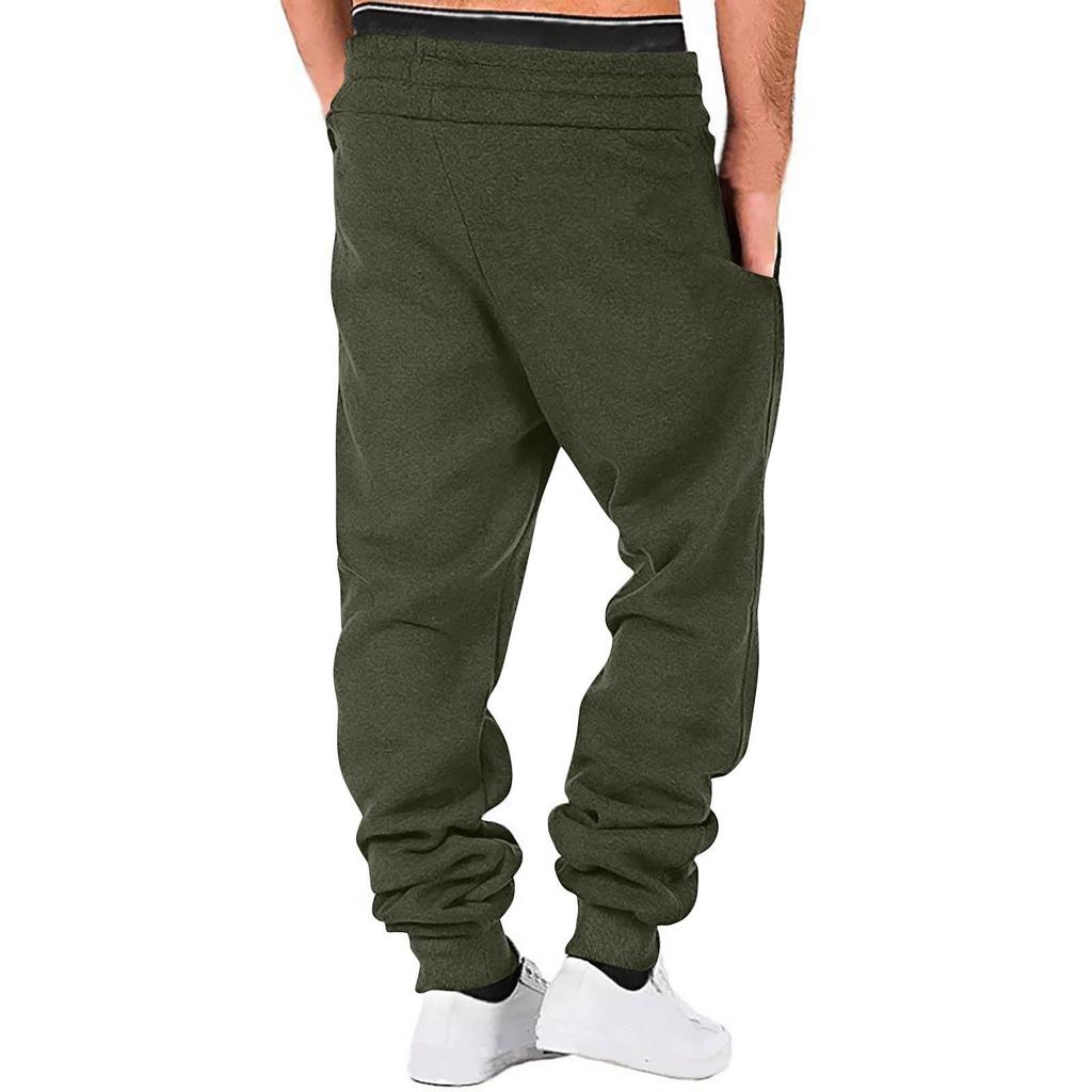 Heren Katoenen Joggingbroek met Manchetten, Elastische Taille, Stretch, Casual Atletische Broek voor Lente en Herfst