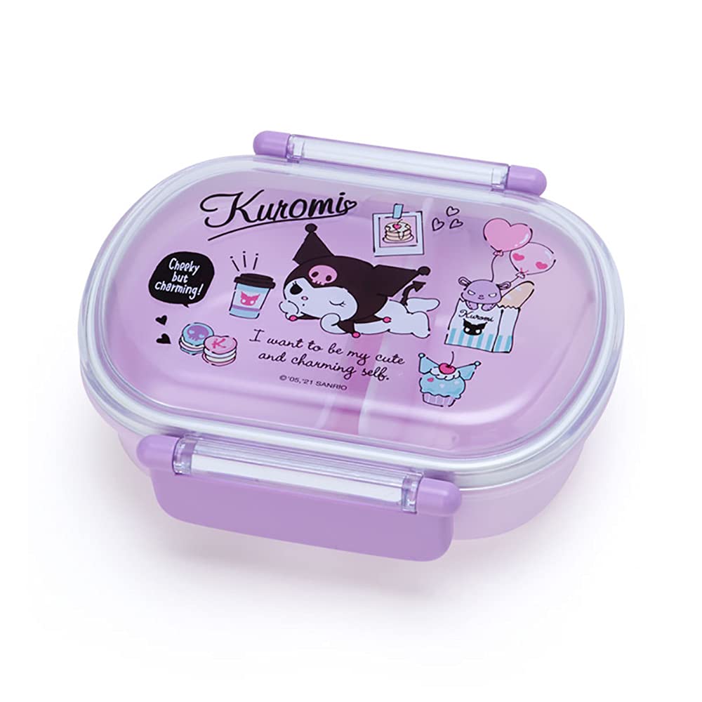 Sanrio Bento and Dish Dryer Includes Name Made in Kuromi 878863 Children's Box, 360ml, Antibacterial, Microwave, Dishwasher, Safe, Sticker, Japan,