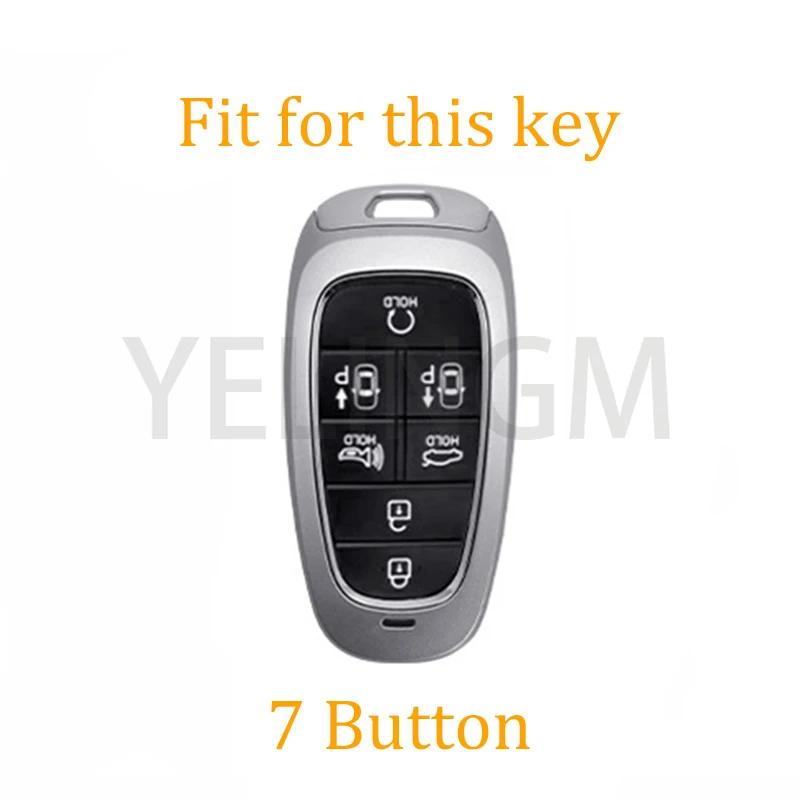 Car Key Case For Hyundai Key Fob Cover Keychain For     Sonata Santa Fe Tucson Nexo Palisade 7 Buttons
