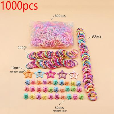 1000 ks Dívčí Glamour Sada Vlasových Doplňků Různé Elastické Gumičky do Vlasů Jemné Sponky a Držáky na Ohon dívčí vlasové doplňky