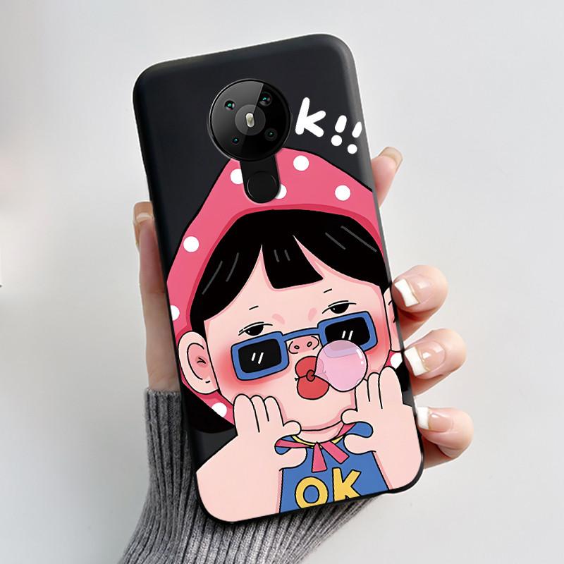 

Cute Case For Nokia 5.3 / Nokia 5.4 / Nokia 3.4 Capa Printing Shell Protective Cover Soft Silicone Cartoon Black Casing Fundas Nokia 5.4