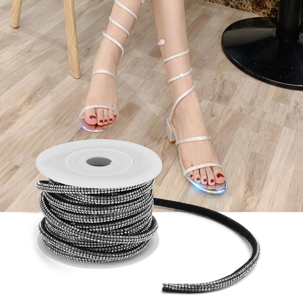 5 Yards Rhinestones Chain Crystal Rhinestones Ribbon DIY Clothing Decoration AccessoriesBlack