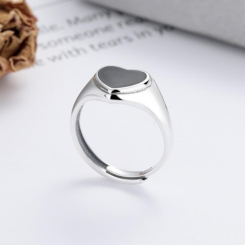Xiaomi 925 Sterling Silver Rings for Women Couple Minimalist Handmade Simple Black Heart Ring Party Jewelry Gift Prevent Allergy