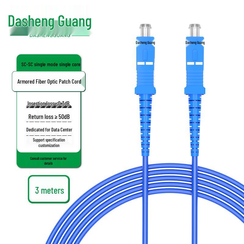 Dasheng Guang Telecom Grade Armored SC-SC Single-Mode Fiber Optic Patch Cord