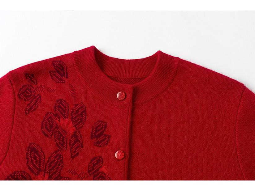 2025 Autumn/Winter Women's Wool Cardigan Crew Neck Sweater Coat