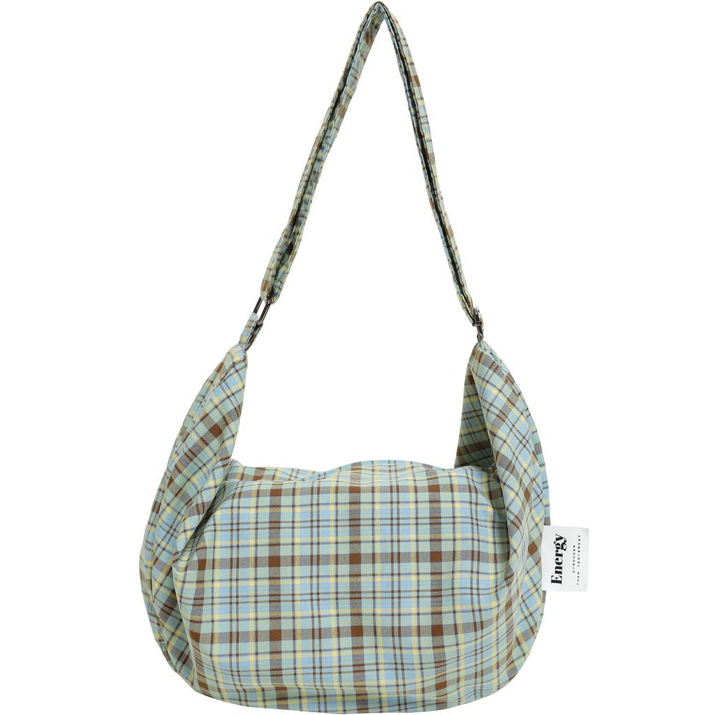 Borsa a tracolla da donna di grande capacità, una borsa di nicchia con una borsa tote a quadri casual e rilassata