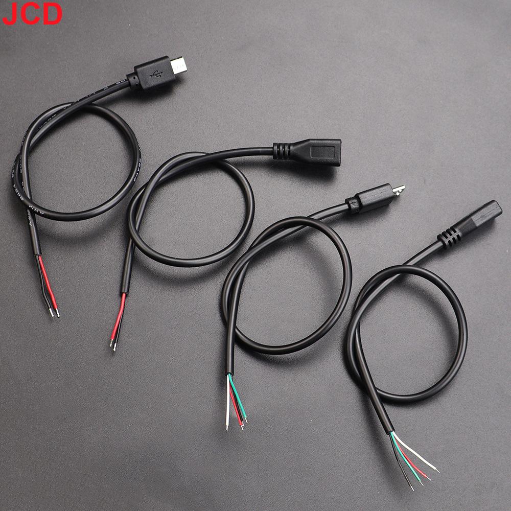 5pcs 2Pin 4Pin Micro USB / Type C Charger Connector USB 2.0 Type A Male Female Power Supply Extension Cable Wire DIY Data Line