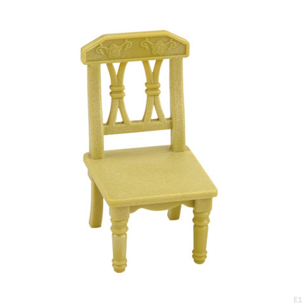 Mini Kitchen Furniture Set 1/12 Desk and Chair with Tableware Playset Dinner Toys Model