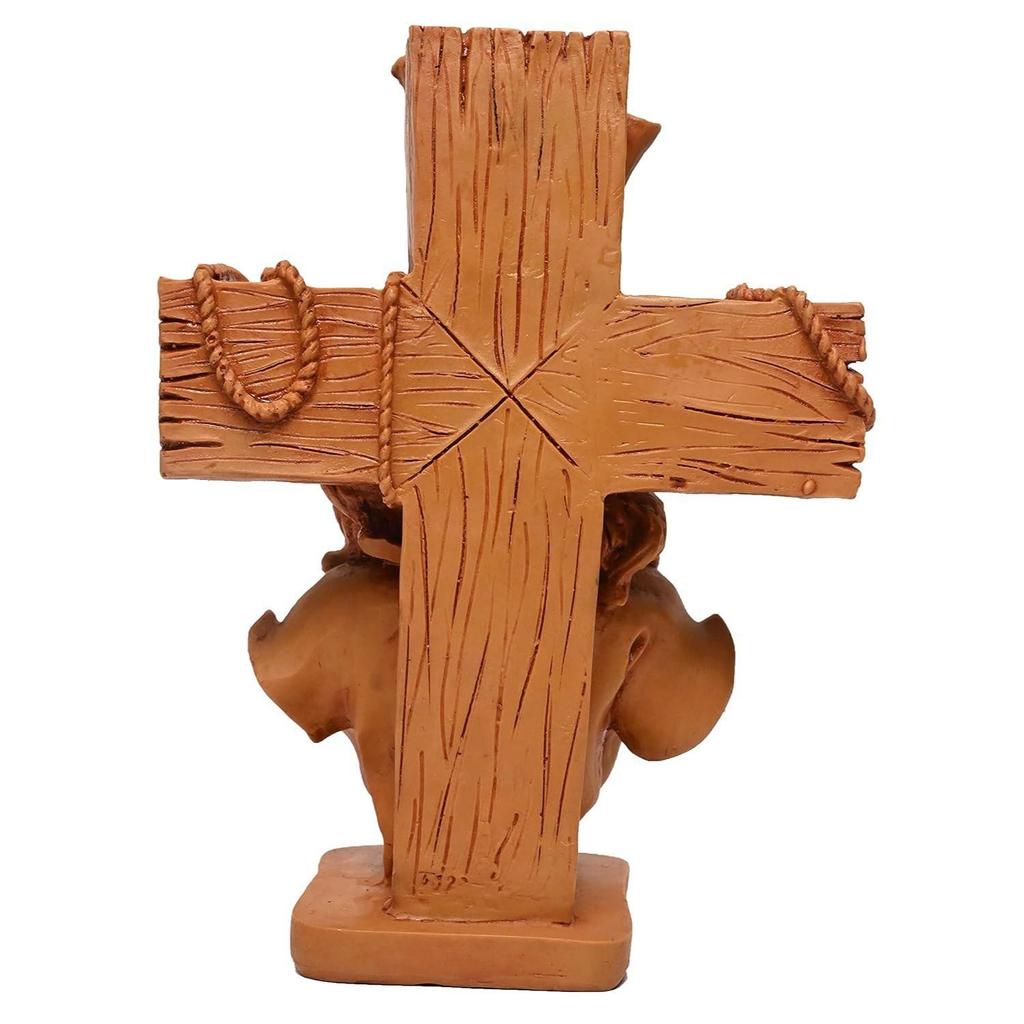 Resin Jesus Christ Idol Perfect for Housewarming, Drawing Room, Gifting and Decoration, Brown 8 Inch