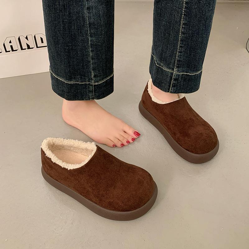 

Simple and velvet all-inclusive women s winter versatile new flat-bottomed one-pedal casual shoes warm Boken cotton shoes 40 темно-коричневого кольору