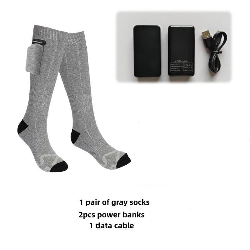Heated Socks for Rechargeable,3 Heating Settings Mobile Warming Heated Socks Foot Leg Warmers, Skiing Hunting Camping Washable