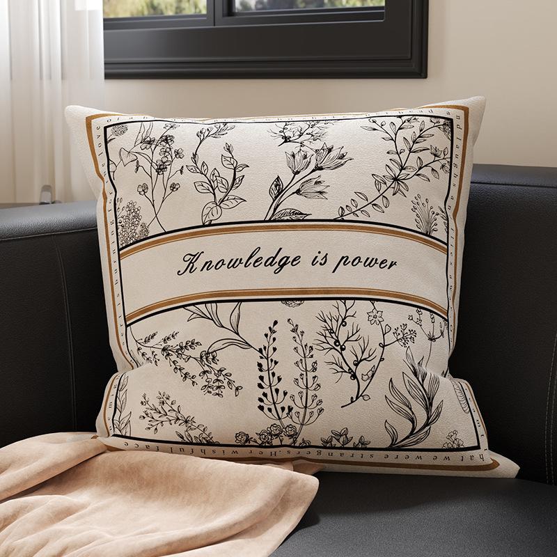 45x45cm French Style Throw Pillow Covers with Insert, Linen Blend Decorative Cushions for Sofa Bed Living Room