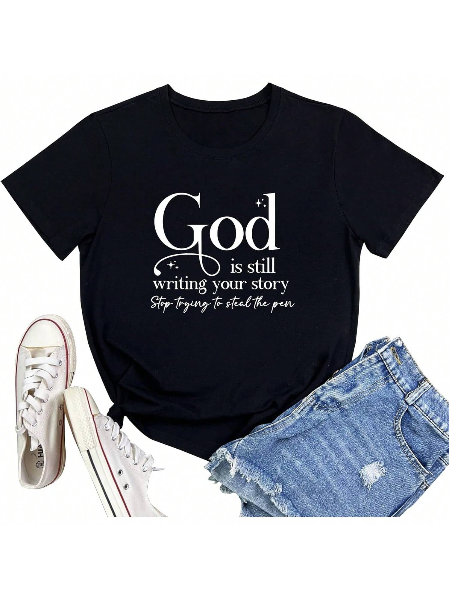 LOOKFACE Wounisex God Is Still T Shirt Comfy Tops Graphic Tees S разноцветный