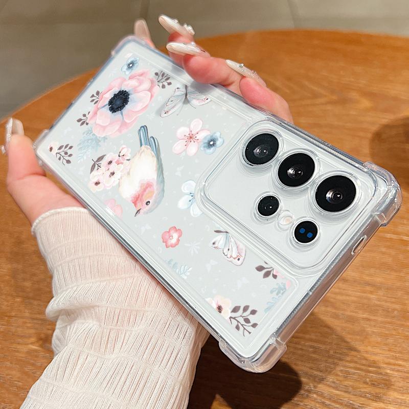 Per Samsung S25 S24 FE S23 Ultra S22 A56 A36 A16 A55 A35 A15 Cover Guscio Moda Stampa Floreale Morbido Silicone Trasparente Antiurto Sottile Custodia per Telefono