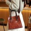 Cross-border Vintage Soft Leather Handbag for Women, New High-end Commuter Multi-layer Large-capacity Shoulder and Crossbody Bag Wholesale