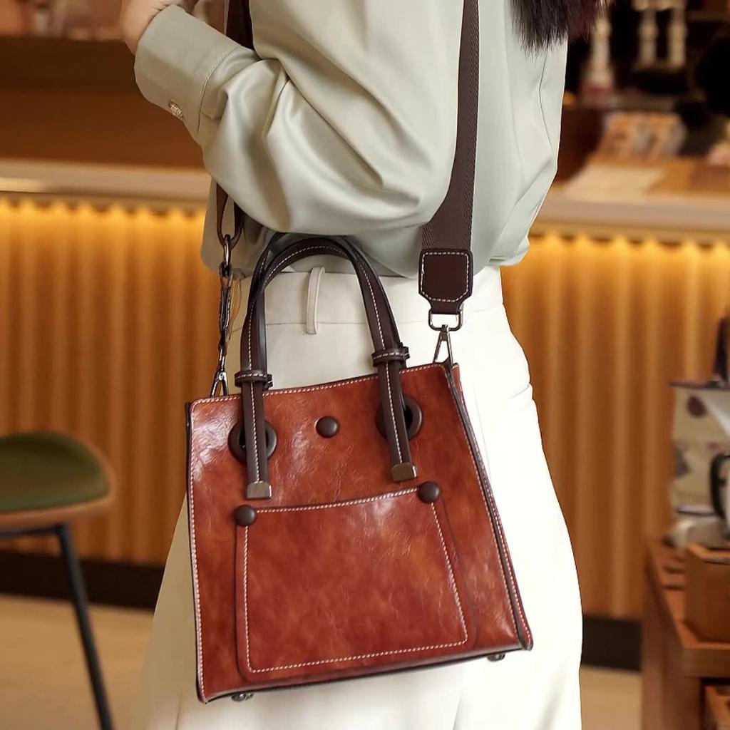 Cross-border Vintage Soft Leather Handbag for Women, New High-end Commuter Multi-layer Large-capacity Shoulder and Crossbody Bag Wholesale
