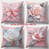Flache Kissenbezüge Schmetterlinge Rosen Blätter Perlen Heimdeko Außenbereich Wohnbereich Sofa Elegant Vintage Floral Kissenbezug