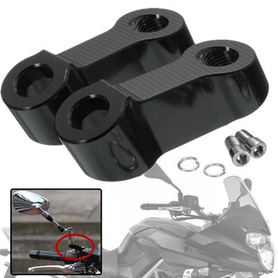 2x 10MM M10 Motorcycle Side Mirror Riser Extender Adaptor Adapter Black
