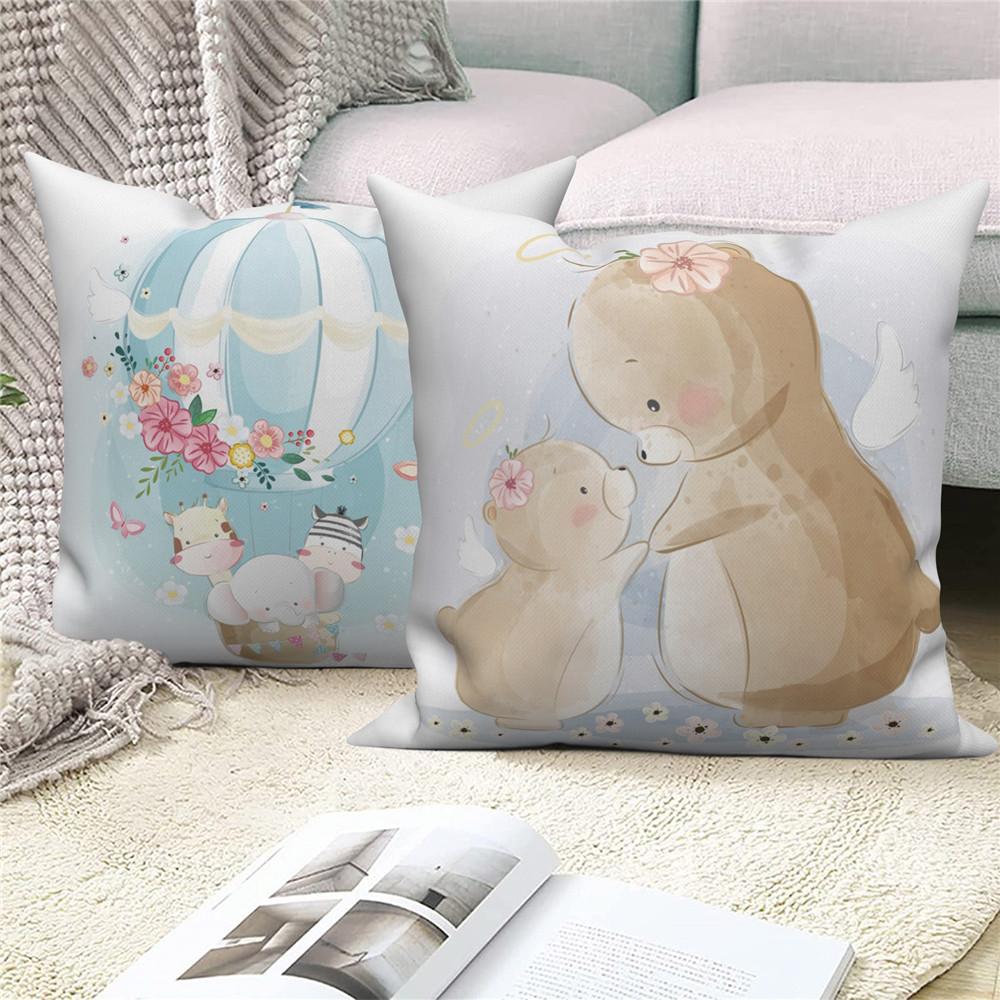 White Throw Pillow Cover Home Decor Sofa Decorative   Cartoon Animal Cushion