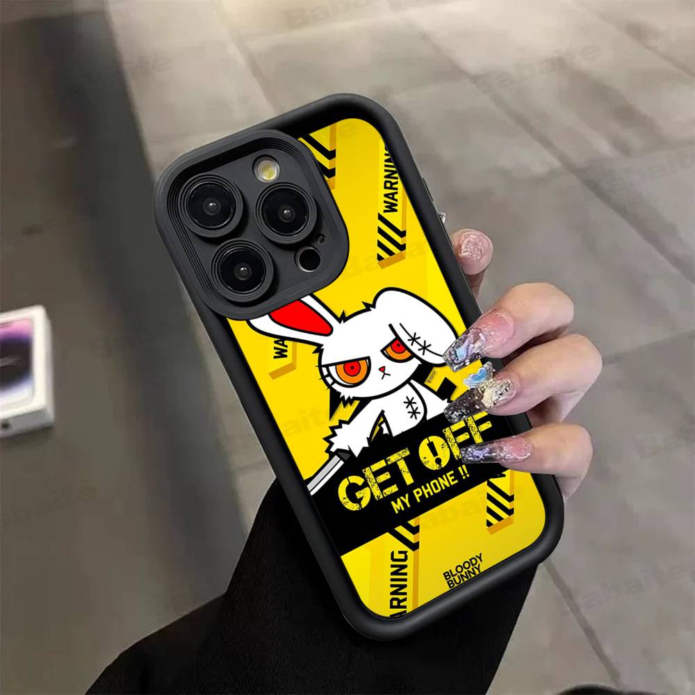 Anime B-Bloody Bunny Silicone Soft Phone Case For IPhone 17 16 14 13 12 11 15 Pro Max Plus Air Cover
