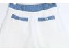 2025 French Preppy Patchwork Denim & Knit Cardigan Short Set