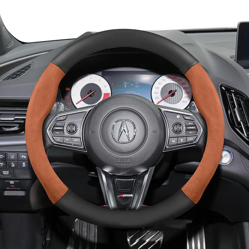 zkfan8 Suitable for Acura Suede Matte Carbon Fiber Texture Steering Wheel Cover Suitable for Mdx Rsx Integra Tl 2009 Ilx Rl Rdx