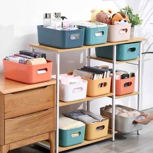 RAIN QUEEN Storage Baskets, Storage Boxes, Trinket Boxes, Polypropylene Cases, Set of 8, Multicolored, Small Item Organizers, Desktop Storage Cases wi