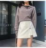 2025 Herbst/Winter Damen High Waist PU Leder Unregelmäßiger Bodycon A-Linien Rock
