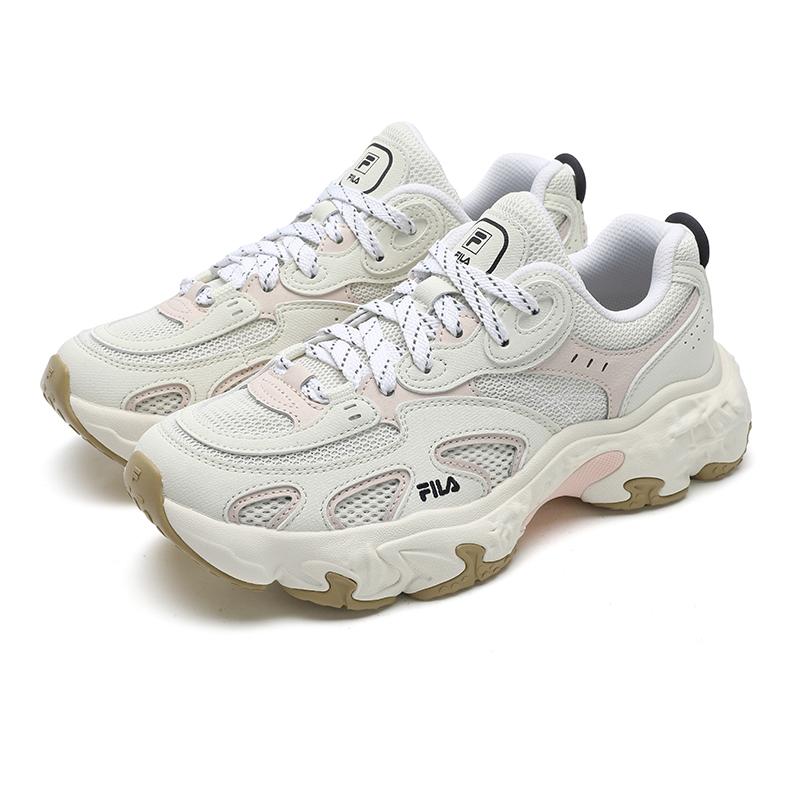 New FILA TORNADO Hurricane Shoes Breathable, Lightweight, Slip Resistant Low Top Casual Shoes Women's White Silver Pink F12W532154FBD