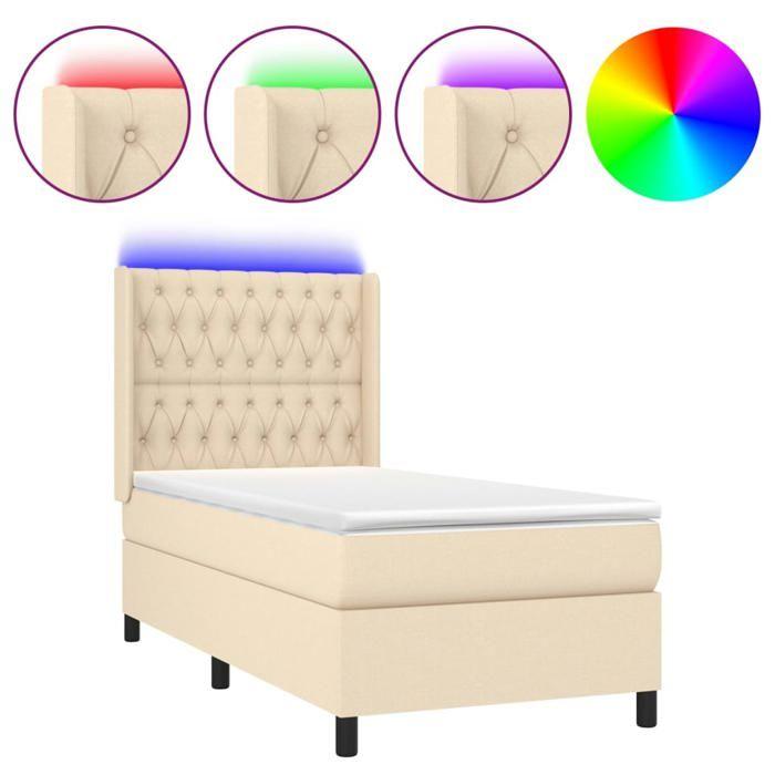 VidaXL Bed Slatted Base with Mattress and LEDs, Upholstered Bed, Single Bed, Adult Bed for Interior Bedroom, 3138530