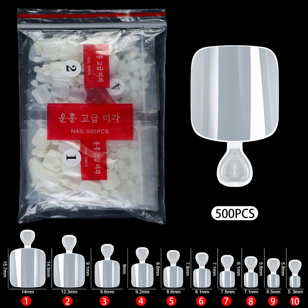 500Pcs Clear Nature Press On Toenails Gel Toe Nail Tips Full Cover Press On Toe Foot Nails Acrylic False Nail Art Manicure Tool