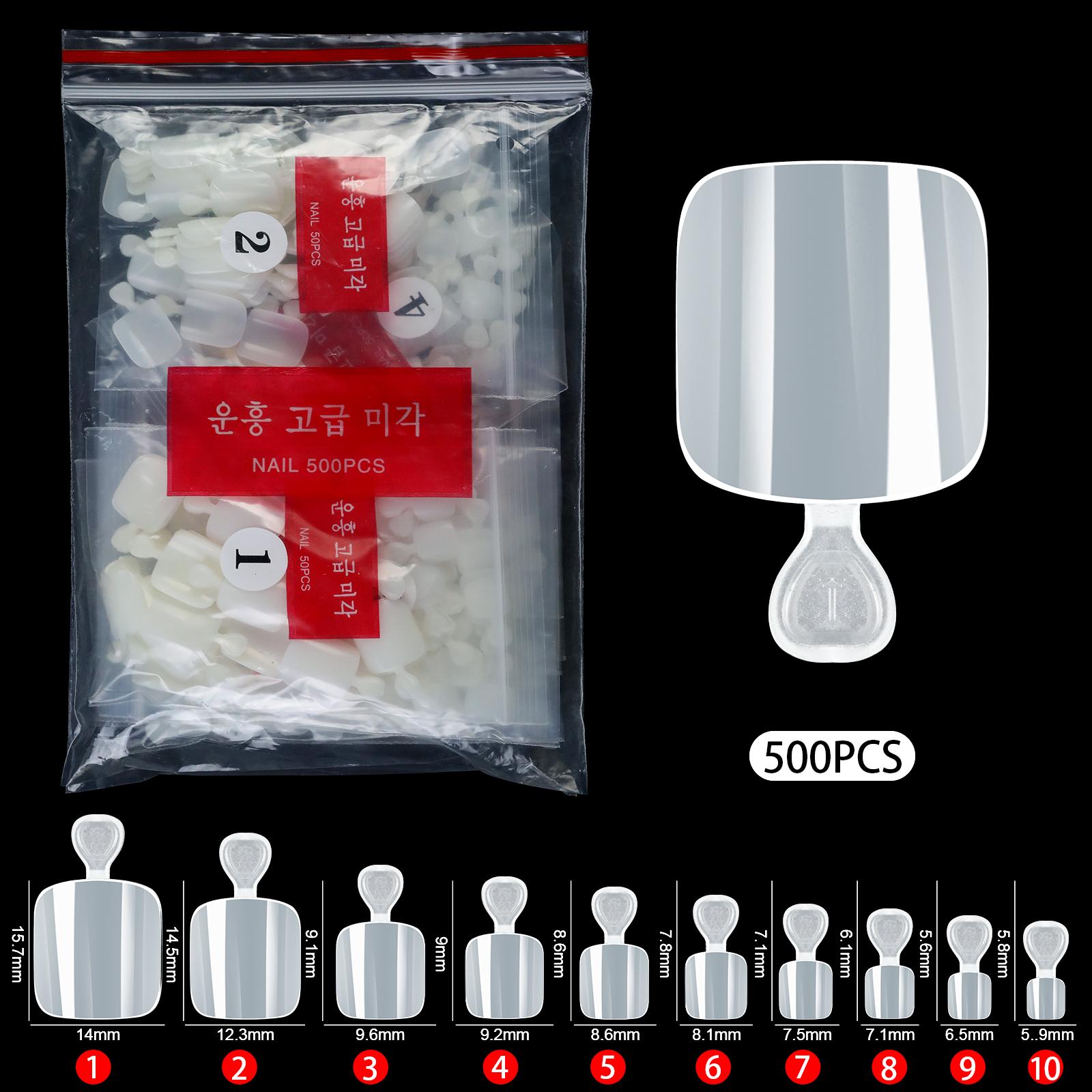 

500Pcs Clear Nature Press On Toenails Gel Toe Nail Tips Full Cover Press On Toe Foot Nails Acrylic False Nail Art Manicure Tool
