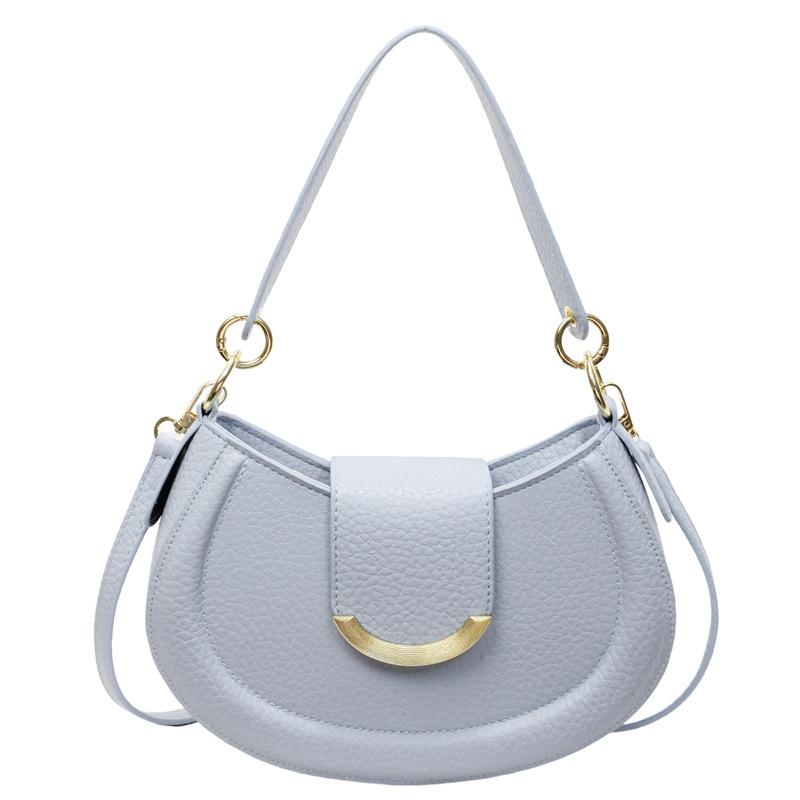 New High-end Lychee Pattern Temperament Saddle Bag Women's Niche Casual Versatile Foreign Style Fashion Messenger Bag