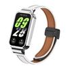 Pro Xiaomi Smart Band 9 Active Leather Strap Magnetická skládací přezka pro Redmi Band 3 Kovové ochranné pouzdro Integrovaný pásek