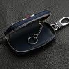 Men's Waist-Hanging Car Key Pouch with Stripe Zipper and Buckle