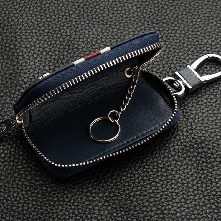 Men's Waist-Hanging Car Key Pouch with Stripe Zipper and Buckle