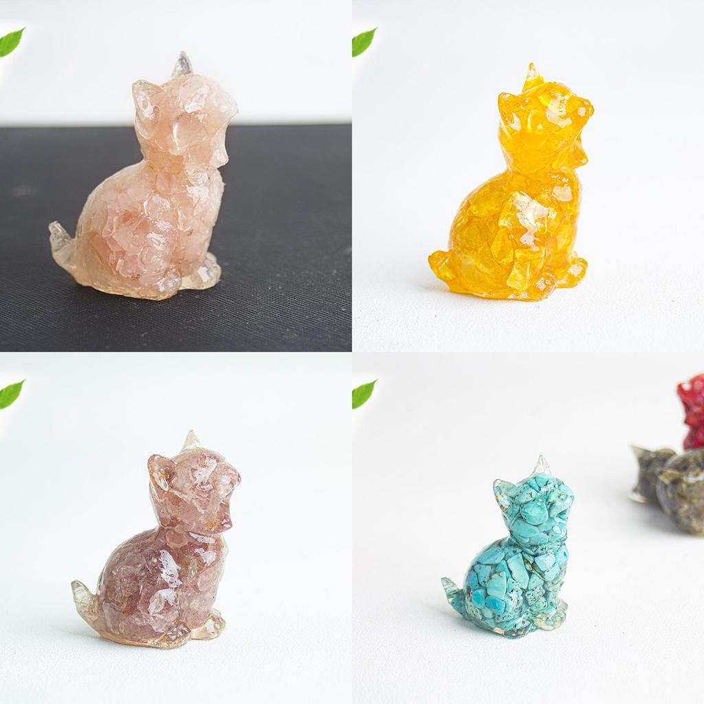 Crystal Resin Animal Decor Hatching Cat Office Home Tabletop Ornament For Gift Decor