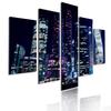 5 Pieces Modular Picture Bustling Cityscape Poster HD Printed Wall Art Modern Metropolis Skyscrapers Canvas Painting Home Decor