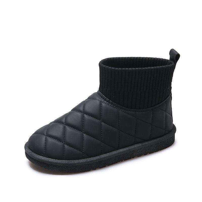 Socks mouth snow boots women's new winter waterproof and non-slip thick-soled piled thickened warm bread cotton boots