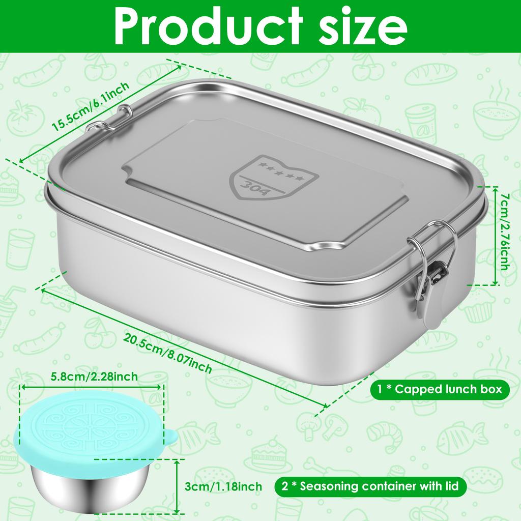Stainless Steel Bento Box Metal Lunch Box Food Storage Containers 1500ML 3 Compartment Lunch Snack Boxes for School Office