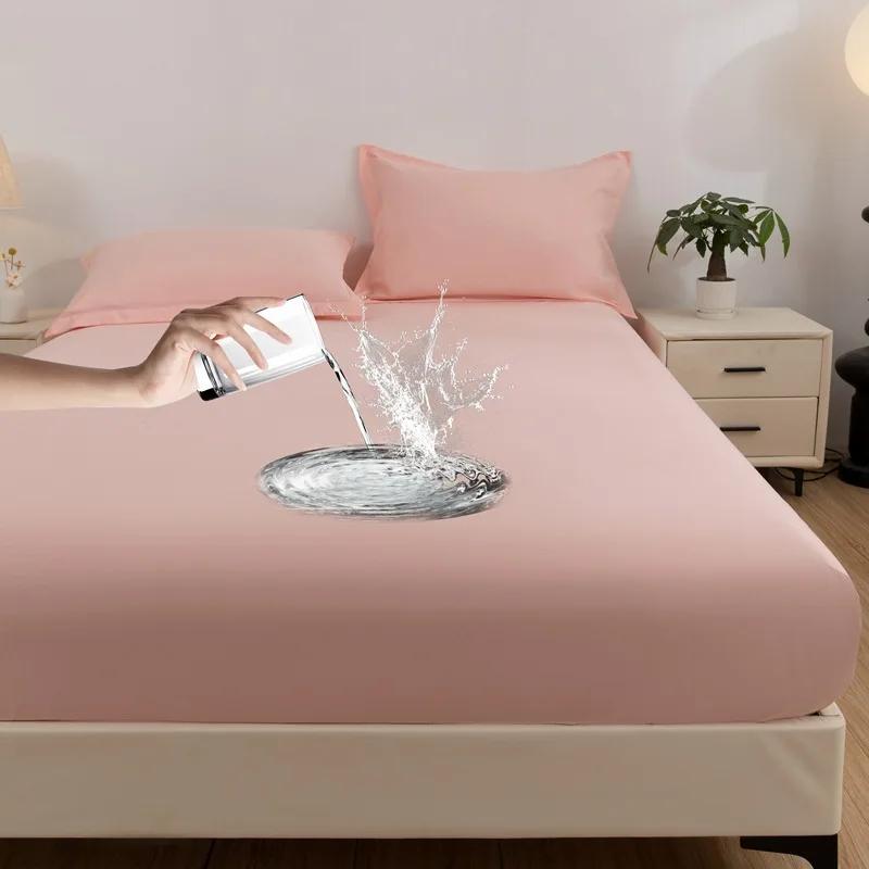 1PC Waterproof Fitted Sheet Soft Comfortable Breathable Bedding 360 Degree Full Surround Mattress Cover for Single Double Bed