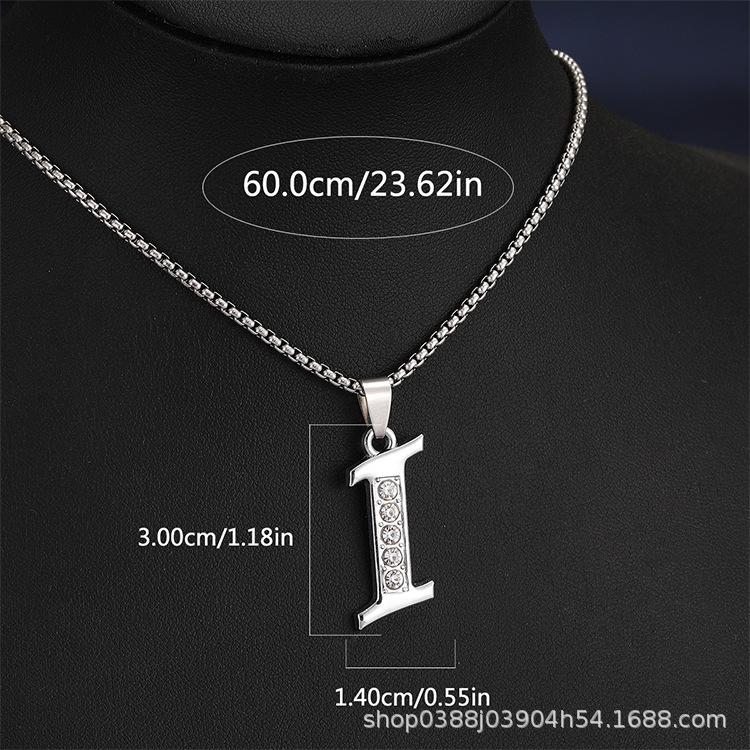 Collana con Ciondolo Lettere Inglesi 26 Colore Argento alla Moda Micro-intarsiata Zircone per Uomo Donna Amici Coppia Gioielli in Acciaio Inossidabile