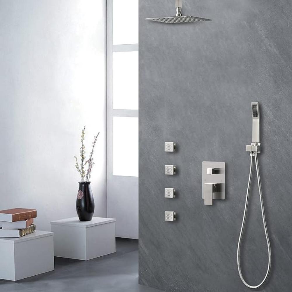 Chrome Black Brass Body Sprays Square Shower Spa Massage Body Jets Golden Concealed Shower Spray Head Faucet Accessory