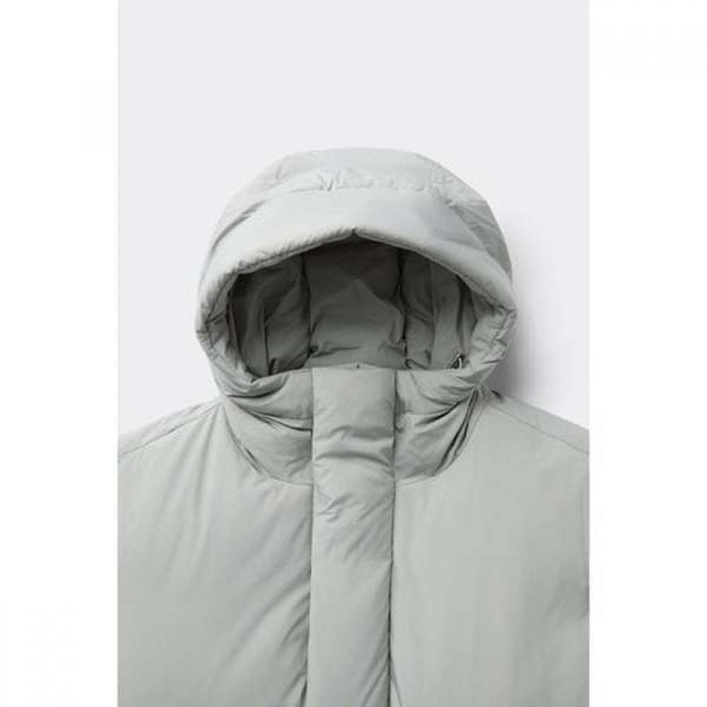 Customellow Gray Oversized Fit Hooded Goose Down Puffer Short Jacket C9uaw25811