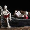Reading Skull Figure Resin Statue Skeleton Reader with Book for Adding Character To Bookshelves and Office