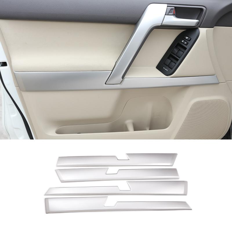 

4 шт., АБС-пластик, серебристый автомобиль, внутренняя дверная панель, Накладка, наклейка для Toyota Land Cruiser Prado FJ150 150 2010-2018 автомобиля серебряный