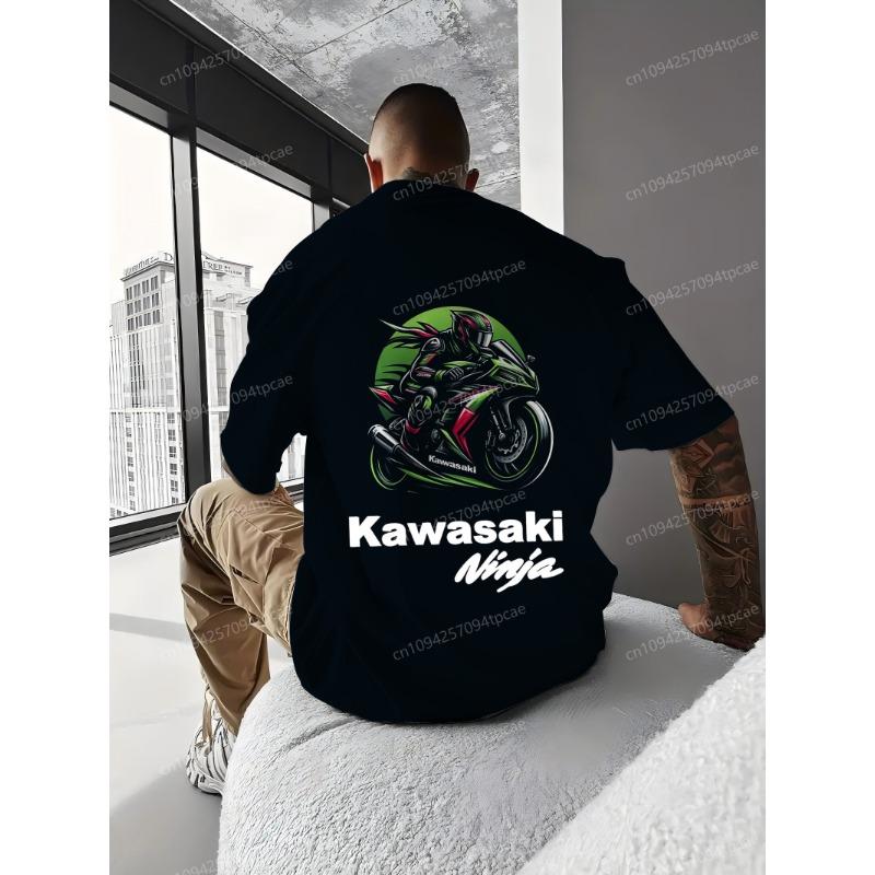 Logo Kawasaki 2025 nové pánské tričko motocyklové streetové oblečení adventure ultimate sports pánský top high-end