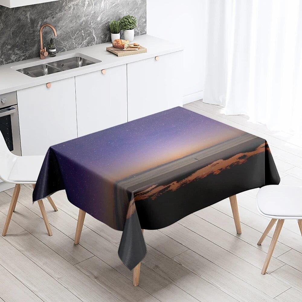 Starry Universe Tablecloth Camping Party  Anti-Stain Waterproof Rectangular Kitchen Dining Table Home Decor