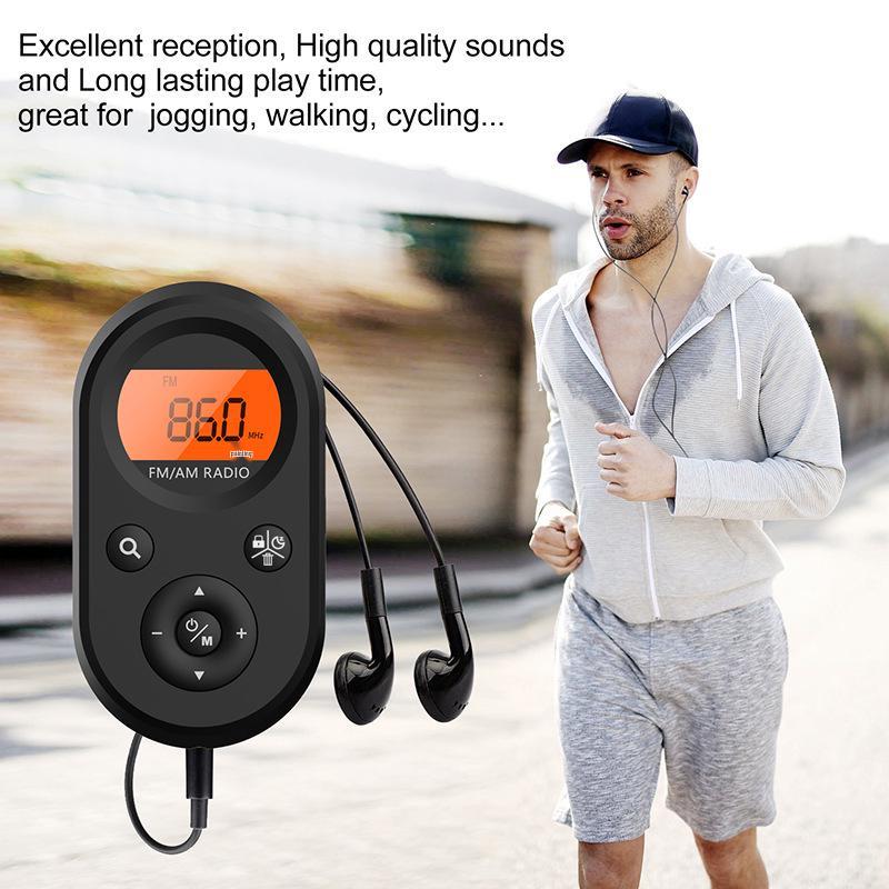 Portable Rechargeable FM/AM Mini Radio with Earphones - Pocket-Sized for Seniors, Meetings, or Running