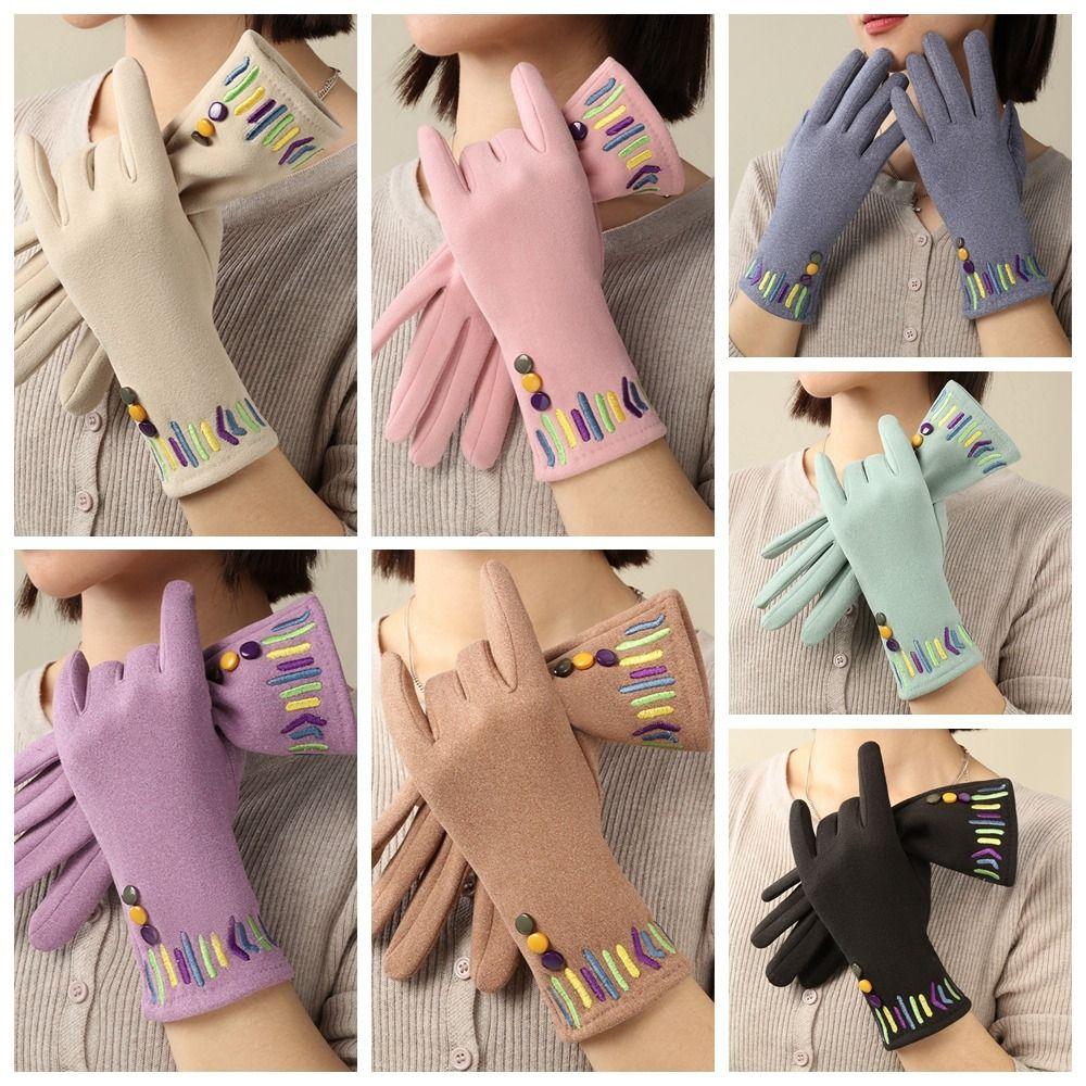Thickened Women Suede Velvet  Gloves Solid Color Winter Mittens Fashion  Gloves  Skiing